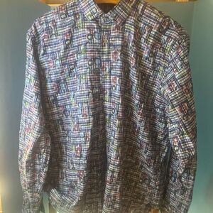 Luciano Visconti Button Up Long Sleeve Shirt Men's Size L  
Pit to pit is 20 ins